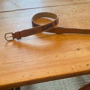 Clemson Tan Leather Belt with Gold Buckle